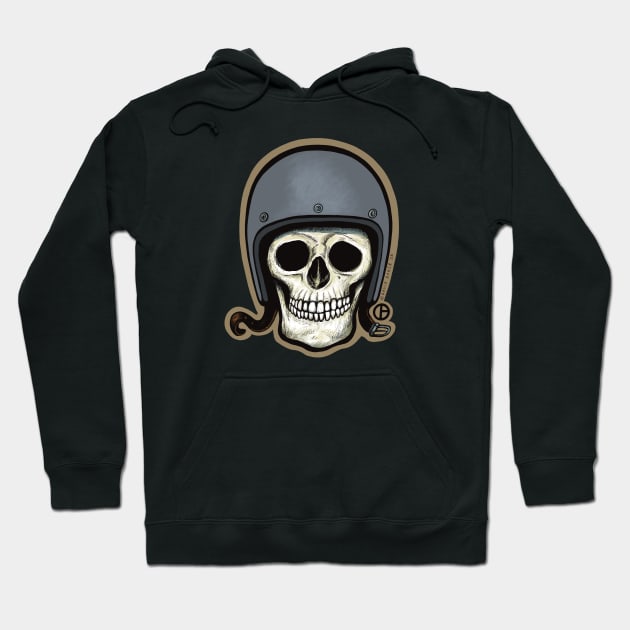 Skull Helmet Hoodie by Art from the Blue Room